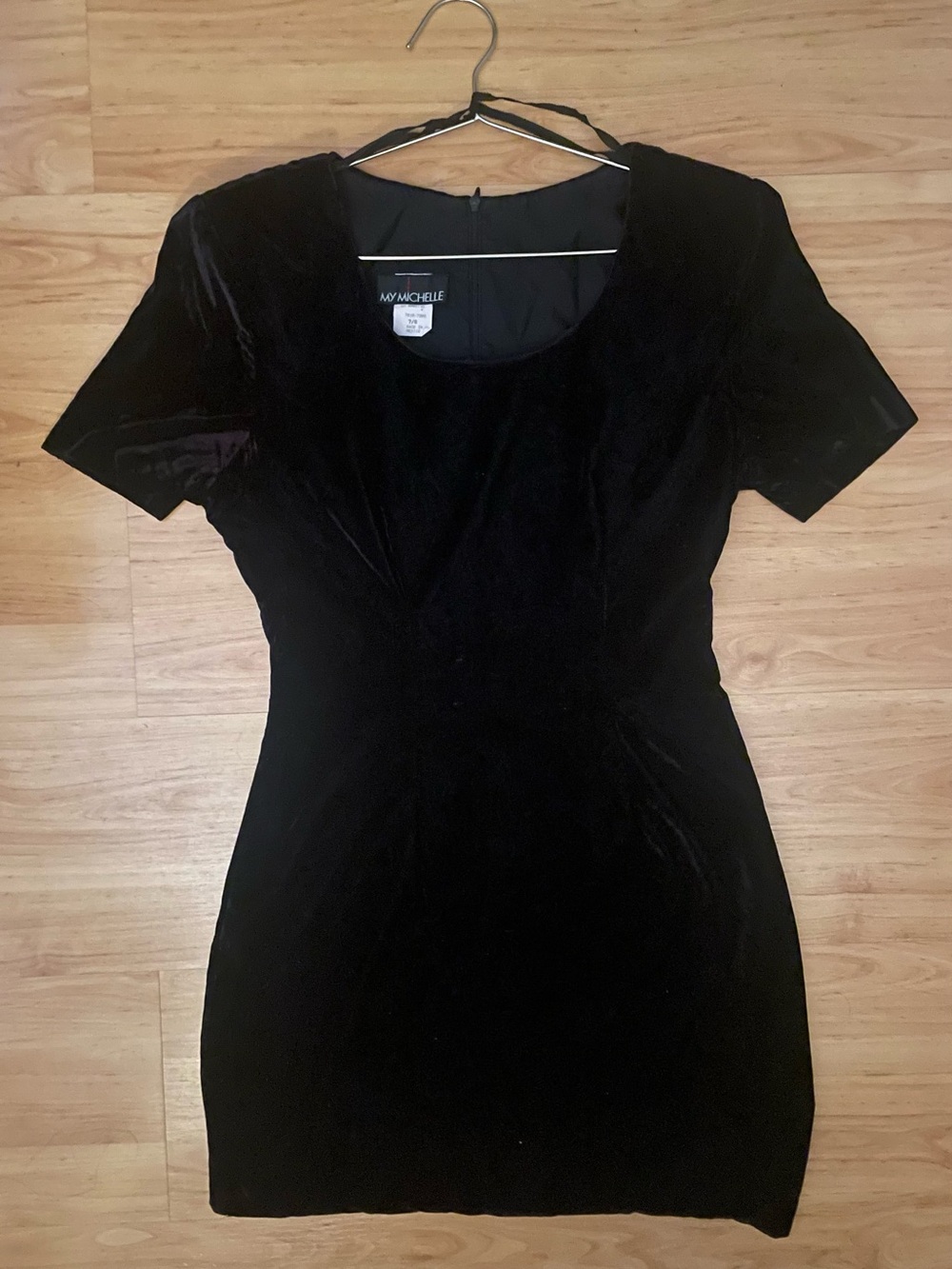 Vintage Velvet Black Mini Dress — Brand: My Michelle — Size XS